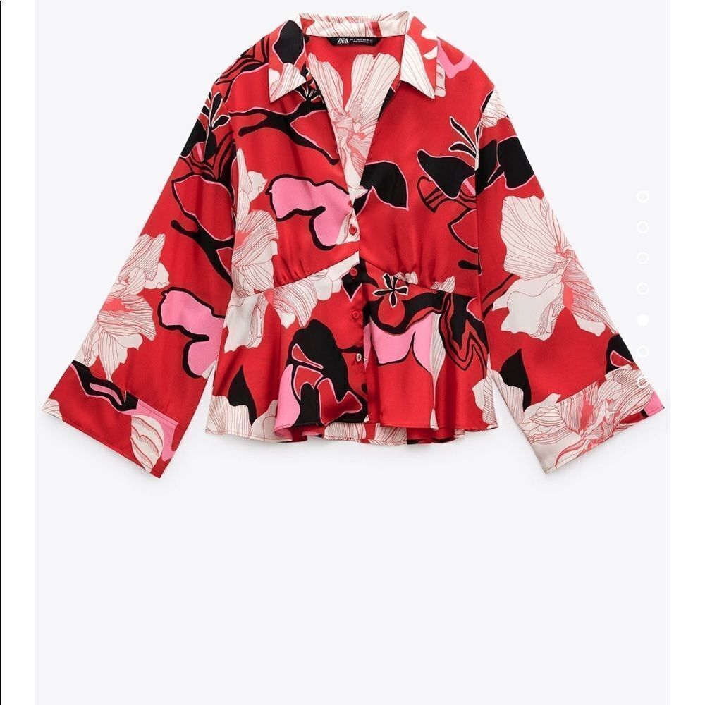 Zara floral print cropped shirt - Picture 2 of 6